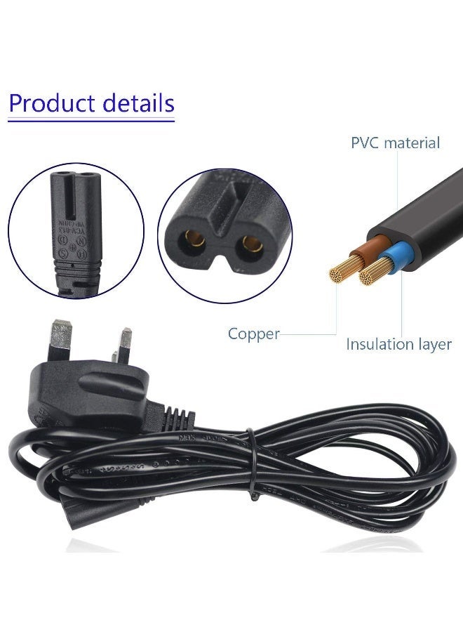 Topleo Power Cable Lead UK Plug to Figure 8 2 Pin Cord for Samsung Toshiba Philips LG Sony Panasonic LED Flat TV Sky Box XBOX One S PS5 PS4 Projector Camera Charger Cord 1.5 M Length - Image 3