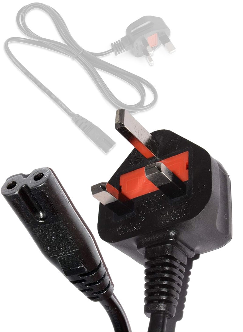 Topleo Power Cable Lead UK Plug to Figure 8 2 Pin Cord for Samsung Toshiba Philips LG Sony Panasonic LED Flat TV Sky Box XBOX One S PS5 PS4 Projector Camera Charger Cord 1.5 M Length - Image 1