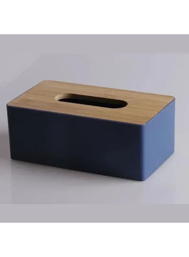 White Plastic Tissue Box Cover Bamboo Finish Minimalist Home Decor Kitchen - Image 5