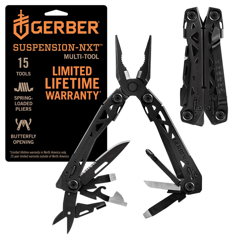 Gerber Gear Suspension-NXT EDC Multitool 15-in-1 Pocket Knife, Needle Nose Pliers and Wire Stripper for Camping and Survival, Black - Image 1