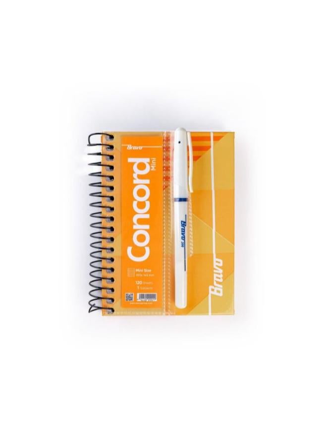 Bravo Mini Note Plus - 120 Sheets - 1 Subject -Orange, With Free Blue Bravo Pen