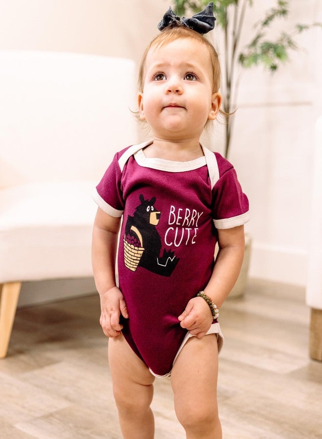 Lazy One Unisex Baby Bodysuit, Animal Designs, 6-18 Months, Bear, Berry Cute (6 Month) - Image 4