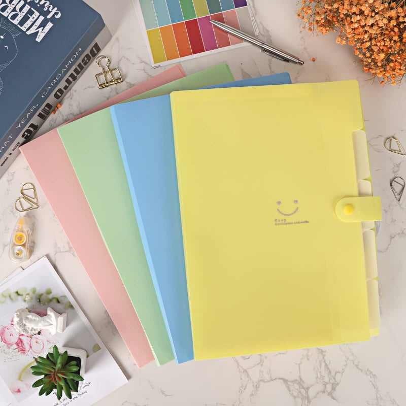 EOOUT 10pcs Expanding File Folders, Folders for Documents, A4 Letter Size Plastic Accordion Document Organizer with Snap Button, 160 Stickers in 16 Colors, for School and Office Supplies - Image 5
