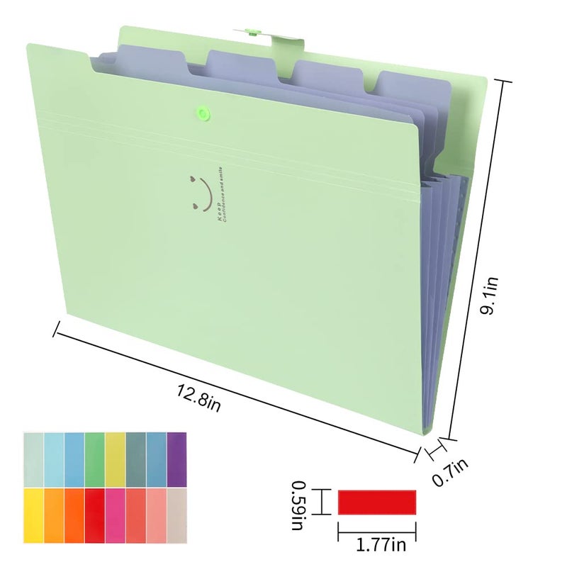EOOUT 10pcs Expanding File Folders, Folders for Documents, A4 Letter Size Plastic Accordion Document Organizer with Snap Button, 160 Stickers in 16 Colors, for School and Office Supplies - Image 2