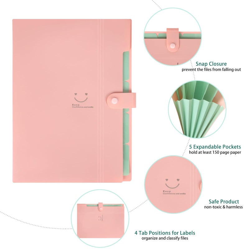 EOOUT 10pcs Expanding File Folders, Folders for Documents, A4 Letter Size Plastic Accordion Document Organizer with Snap Button, 160 Stickers in 16 Colors, for School and Office Supplies - Image 3