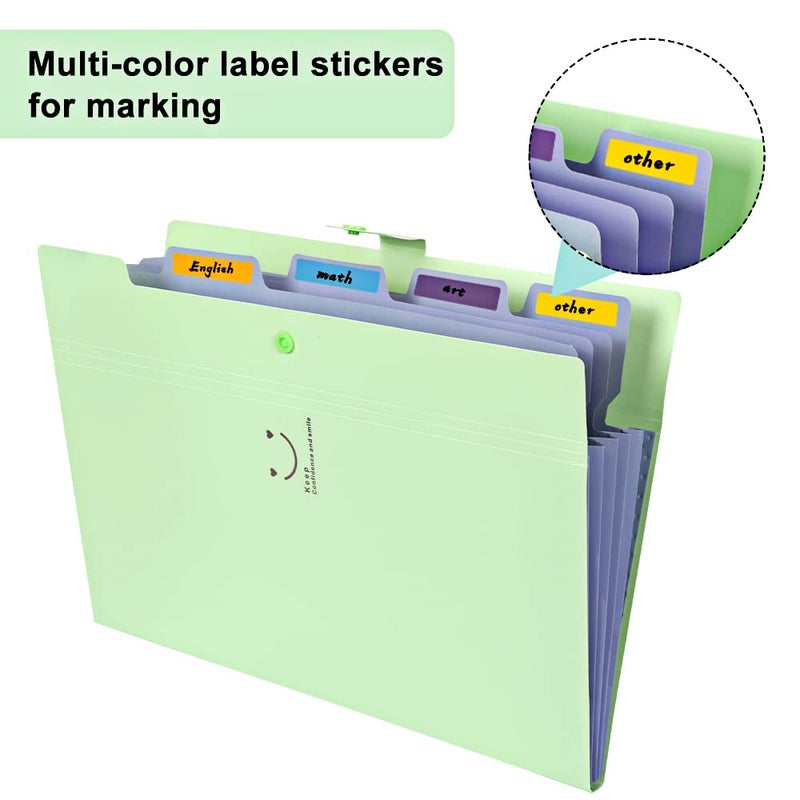 EOOUT 10pcs Expanding File Folders, Folders for Documents, A4 Letter Size Plastic Accordion Document Organizer with Snap Button, 160 Stickers in 16 Colors, for School and Office Supplies - Image 4