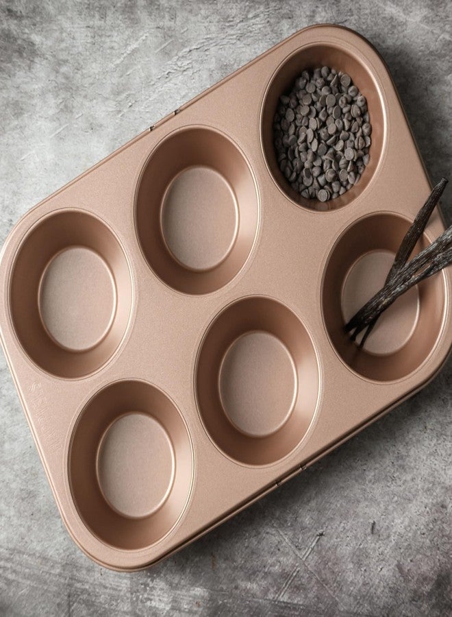 HAPPIELS Non Toxic Nonstick 6 Cup Jumbo Muffin Pan | Non Stick Large Cupcake Tin for Oven | Nontoxic Muffins Tins Big Size | Non Toxic Non Stick Baking Trays PFOA Free | Cupcakes Tray - Image 5