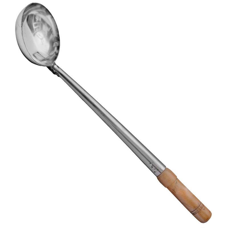 Faas Steel Chinese Palta With Chiness Ladle With Wooden Handle Pack Of 2 Kitchen Tool Set 18 Cm - Image 2