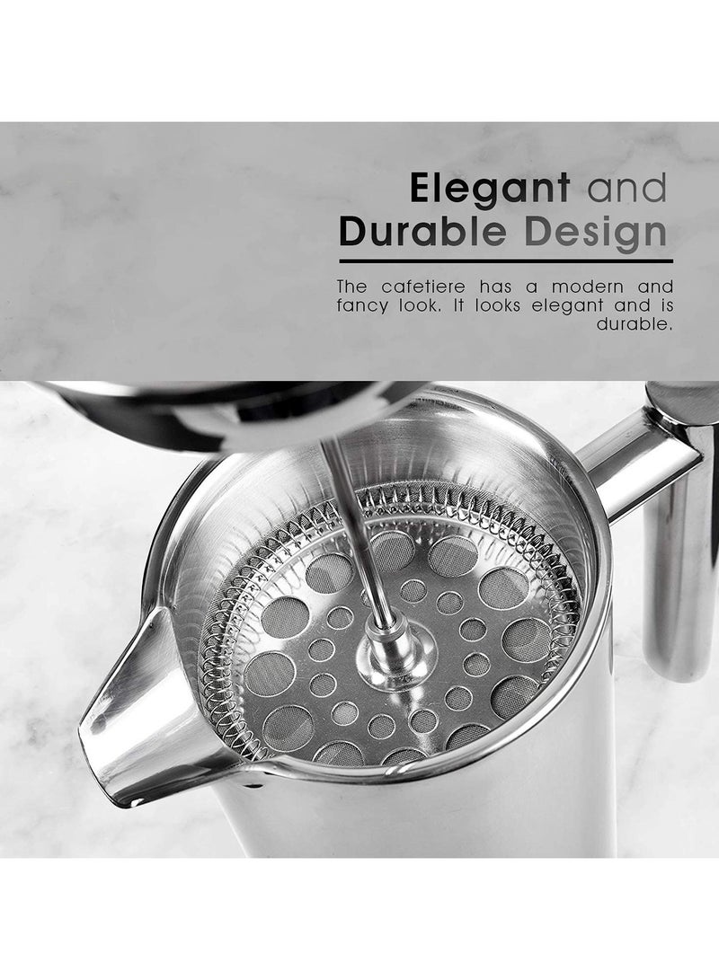 350ml Double Wall Stainless Steel Insulated Coffee Tea Press With Filter For Hot Beverages Mirror Polish Easy Clean Design Coffee Tea Lovers Must Have - Image 4
