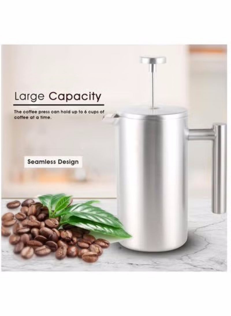 350ml Double Wall Stainless Steel Insulated Coffee Tea Press With Filter For Hot Beverages Mirror Polish Easy Clean Design Coffee Tea Lovers Must Have - Image 5