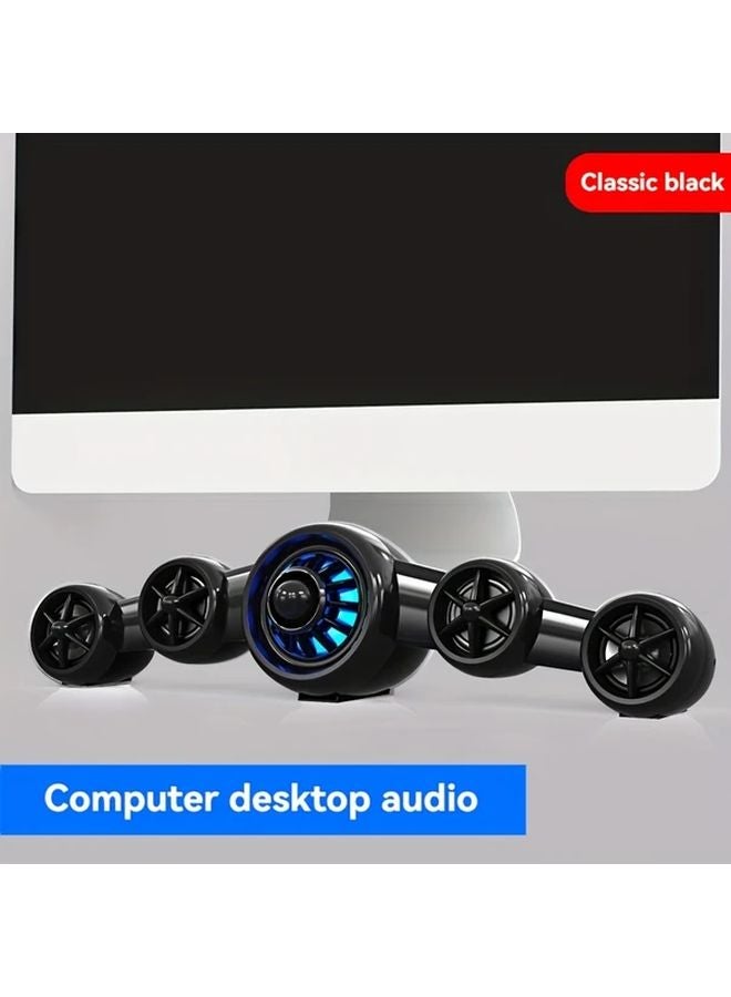 Airplane Shaped 2 1 Stereo Soundbar With Subwoofer Silvery White USB Powered Desktop Speaker - Image 5