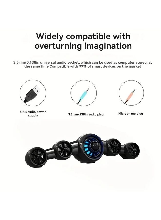 Airplane Shaped 2 1 Stereo Soundbar With Subwoofer Silvery White USB Powered Desktop Speaker - Image 4