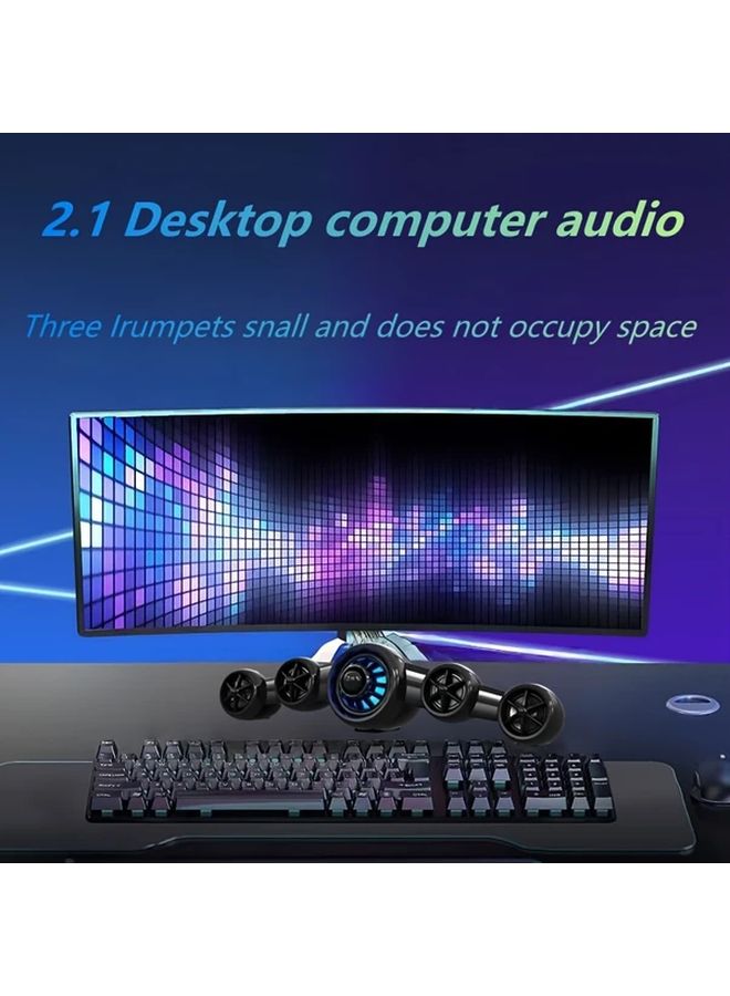 Airplane Shaped 2 1 Stereo Soundbar With Subwoofer Silvery White USB Powered Desktop Speaker - Image 2