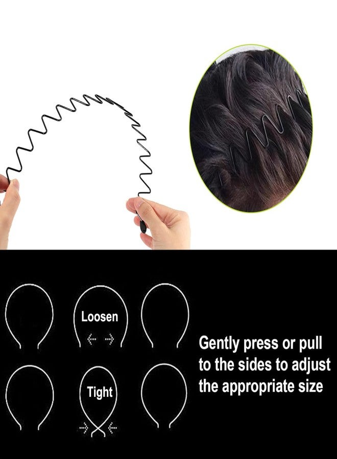 JERLITU Metal Headbands, With Teeth Hairband for Men, Womens Headbands, Unisex Black Wavy Spring Outdoor Sports, Simple Elastic Non-Slip Headwear.(10 Pcs) - Image 5