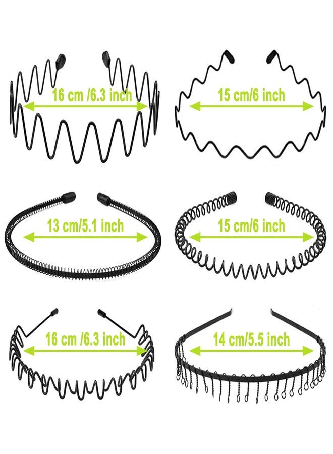 JERLITU Metal Headbands, With Teeth Hairband for Men, Womens Headbands, Unisex Black Wavy Spring Outdoor Sports, Simple Elastic Non-Slip Headwear.(10 Pcs) - Image 3