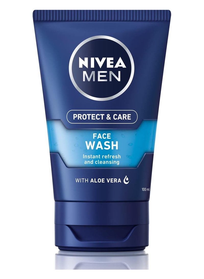 Nivea - Protect And Care Refreshing Face Wash For Men With Aloe Vera Orignal 100ml - Image 1