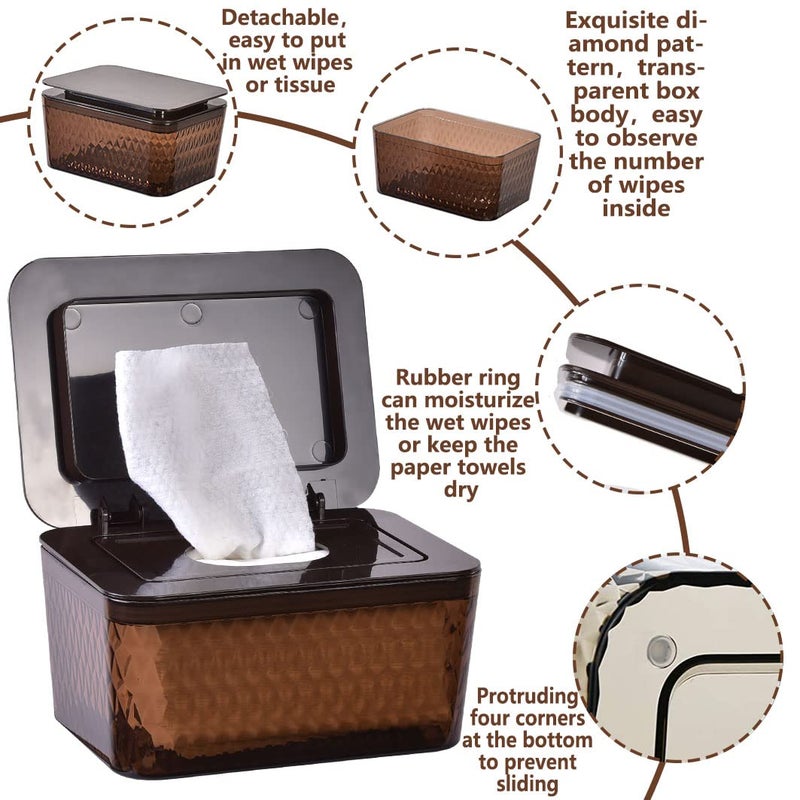 Umtiti Wipes Dispenser & Wipes Pouch/Tissue Bag, Wipes/Tissue Case With Moisture Seal Secure Lid, Non-Slip Rubber Feet & Sealing Design Keeps Wipes Fresh, Dustproof Wipes Container(Wh,Bn+2Panda) - Image 4