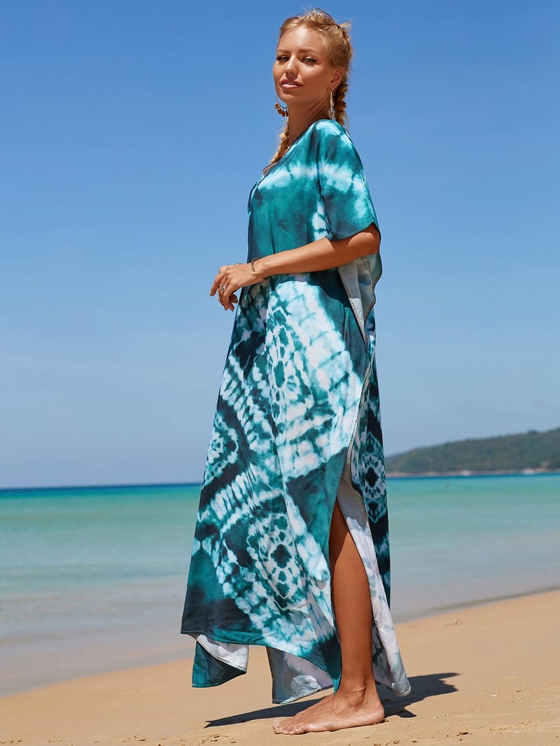 IMAGEKOPE Kaftan Dresses for Women Plus Size Bathing Suit Cover up Caftan Maxi Beach Dresses - Image 3