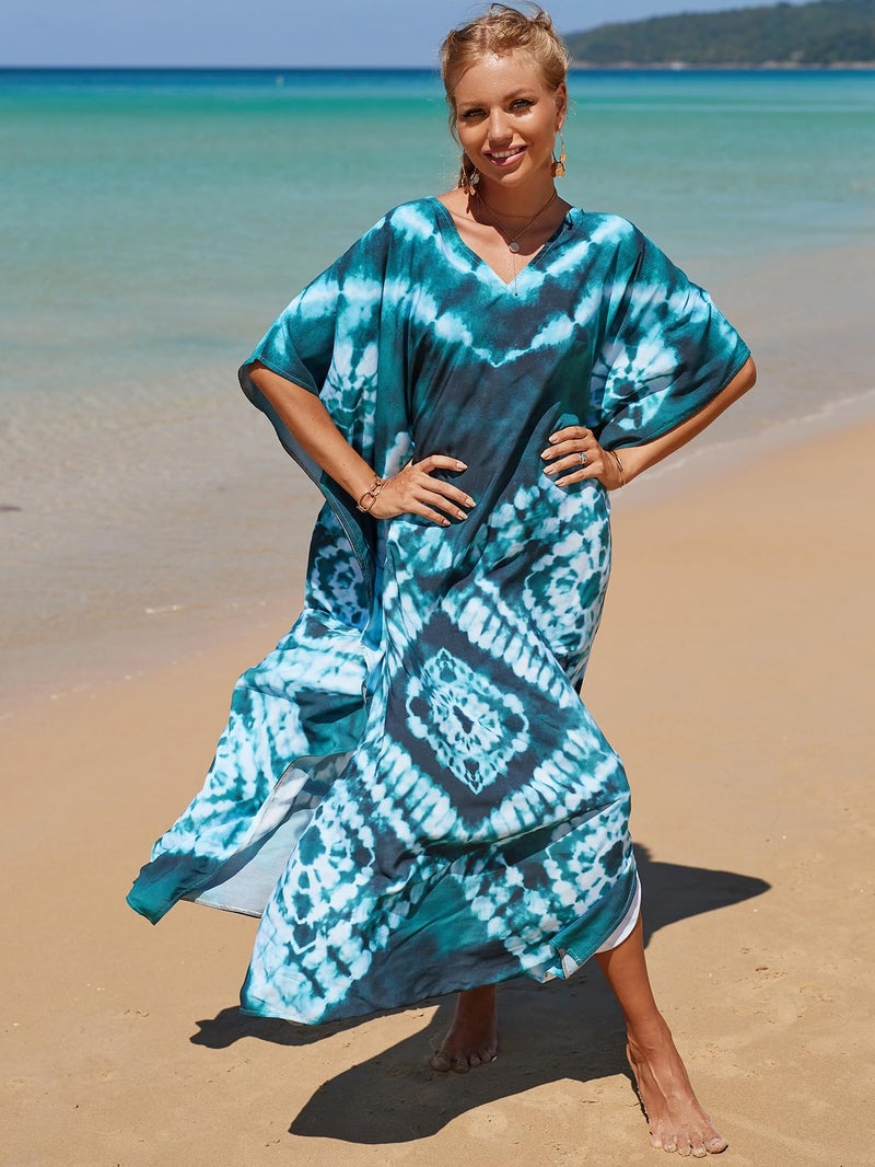 IMAGEKOPE Kaftan Dresses for Women Plus Size Bathing Suit Cover up Caftan Maxi Beach Dresses - Image 5