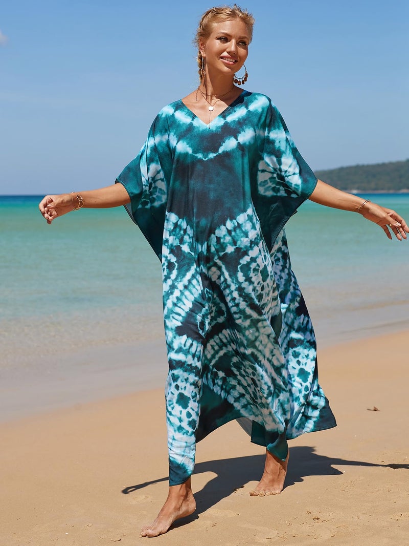 IMAGEKOPE Kaftan Dresses for Women Plus Size Bathing Suit Cover up Caftan Maxi Beach Dresses - Image 2