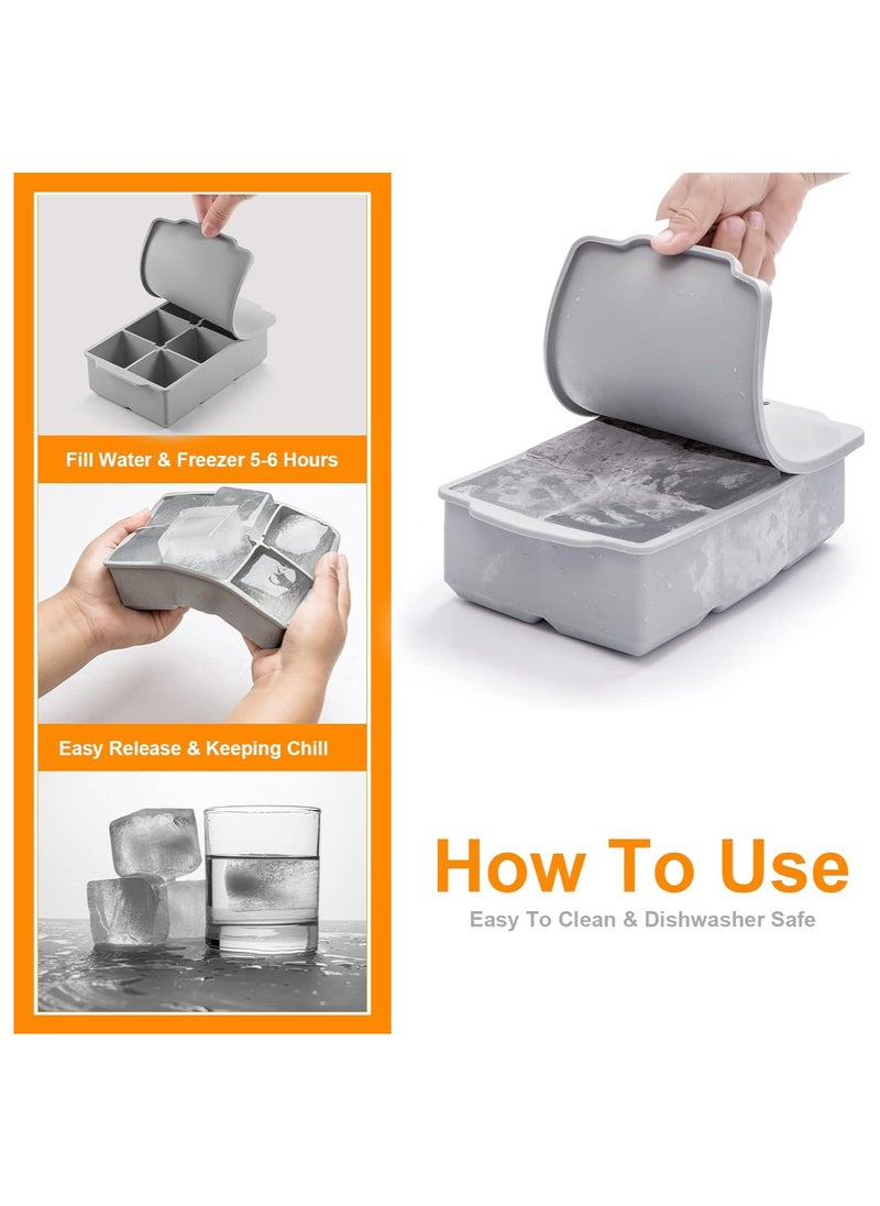 YZMA GLOBAL Large Silicone Ice Cube Tray with Leak-Proof Lid – 6 Giant 2-Inch Square Cubes, Stackable & Easy Release, BPA-Free, Dishwasher Safe – Ideal for Soups, Baby Food, Juice & Beverages  - Image 4