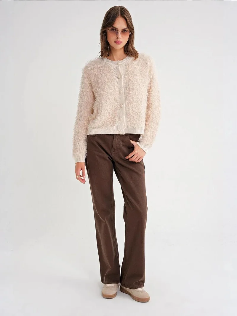 ميكسراي كارديجان ميكسراي بأزرار من نسيج قطيفة