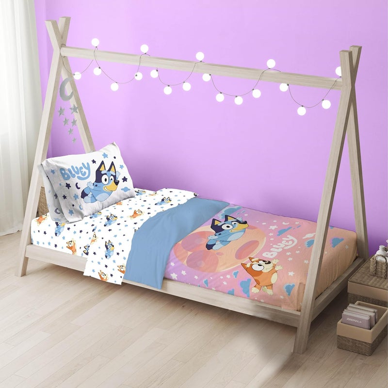 Jay Franco مجموعة فراش جاي فرانكو بلووي بينغو للأطفال 4 قطع تشمل مجموعة شراشف وأغطية وسائد سحاب ناعمة للغاية مع سحب ونجوم لتزيين الأطفال - Image 2