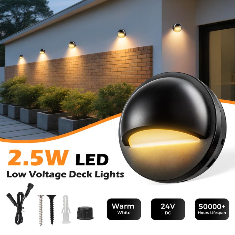 HOSITARK Low Voltage LED Deck Lights Kit with Transformer Timer and Photocell Sensor, IP67 Waterproof Low Voltage Landscape Lighting, Step Lights for Outdoor Walkway Stair Post Railing (6 Pack) - Image 4