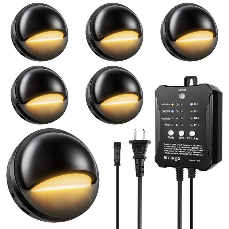 HOSITARK Low Voltage LED Deck Lights Kit with Transformer Timer and Photocell Sensor, IP67 Waterproof Low Voltage Landscape Lighting, Step Lights for Outdoor Walkway Stair Post Railing (6 Pack) - Image 1