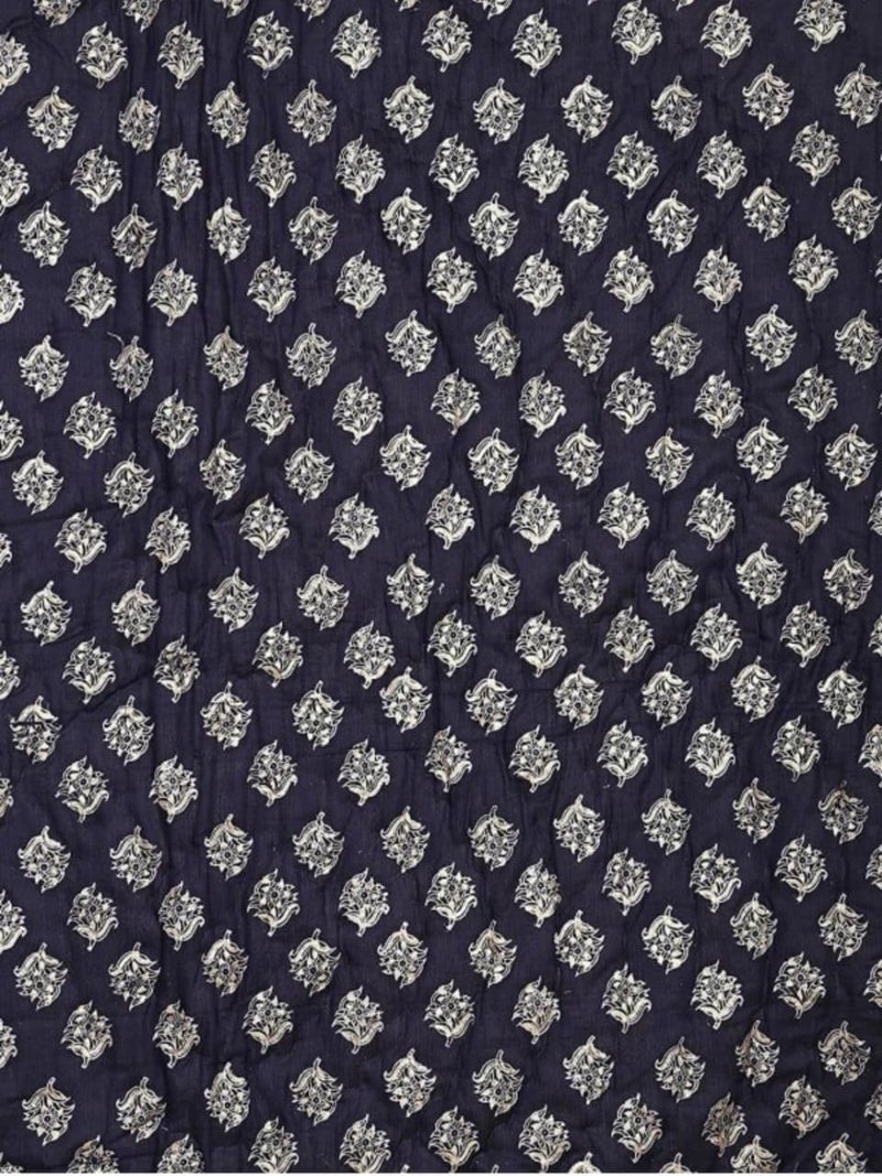 Ahnef Furnishing Pure Cotton Reversible Cotton Rajai/Quilt/Blanket for All Season | Traditional Jaipuri Block & Floral Print Comforter for Double Bed | Soft & Lightweight | Dark Blue - Image 3