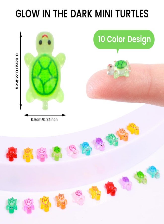 Yonseng 300pcs Mini Resin Turtles Luminous Tiny Turtle for Crafts Dollhouse Miniatures Mini Resin Things Animals for Fairy Garden Micro Landscaping Decoration Home Decor, 10 Colors(0.23 * 0.35inch) - Image 2
