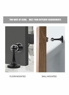 Y&D Magnetic Door Stops, Stopper Stainless Steel Doorstop Brushed Satin Nickel, Black Wall Floor Mounted Holder Catch for Bedroom Bathroom Kitchen Home Office  - Image 5