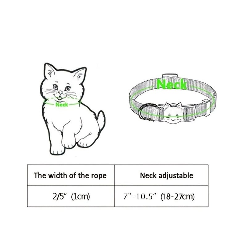 Personalized Embroidered Cat Collar With Custom Name Phone Number Bell Nylon Striped Outdoor Pet Safety Collar Red One Size - Image 2