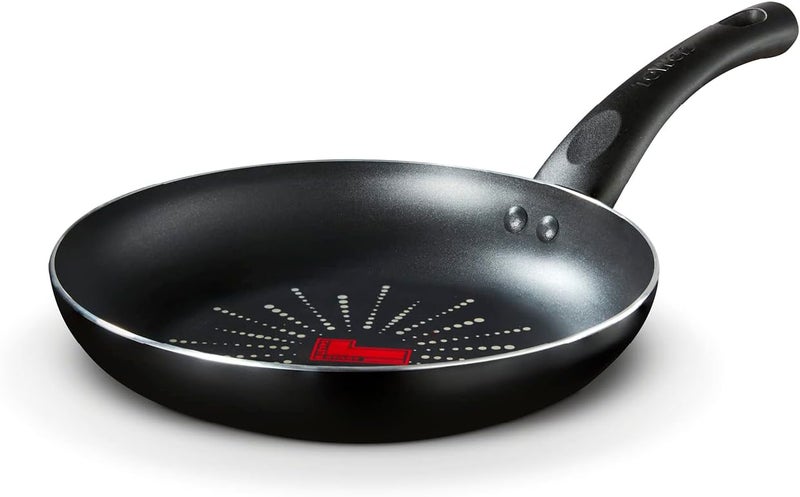 Tower SmartStart Classic 24cm Aluminium Frying Pan | Aeroglide PFOA Free Non-Stick Coating Skillet | Built-In Temperature Indicator | Oven & Dishwasher Safe | Gas Hob Compatible Fry Pan | Black - Image 1
