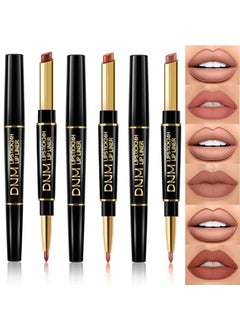 3Pcs Lip Liner and Lipstick Combo Set Chestnut Nude Brown Lip Liner Lipstick for Women Magic Lipstick 24 Hours Original Lip Liner Makeup Stain Long Lasting Waterproof Smudge Proof labial