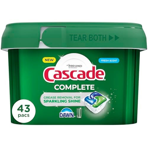 Cascade Complete Action Dishwasher Detergent Pods Fresh Scent Dishwasher Pods and Tablets Powerful Dishwashing Detergent for Spotless Dishes GreaseFighting Dish Pods and Dish Tabs 43 Count - Image 1
