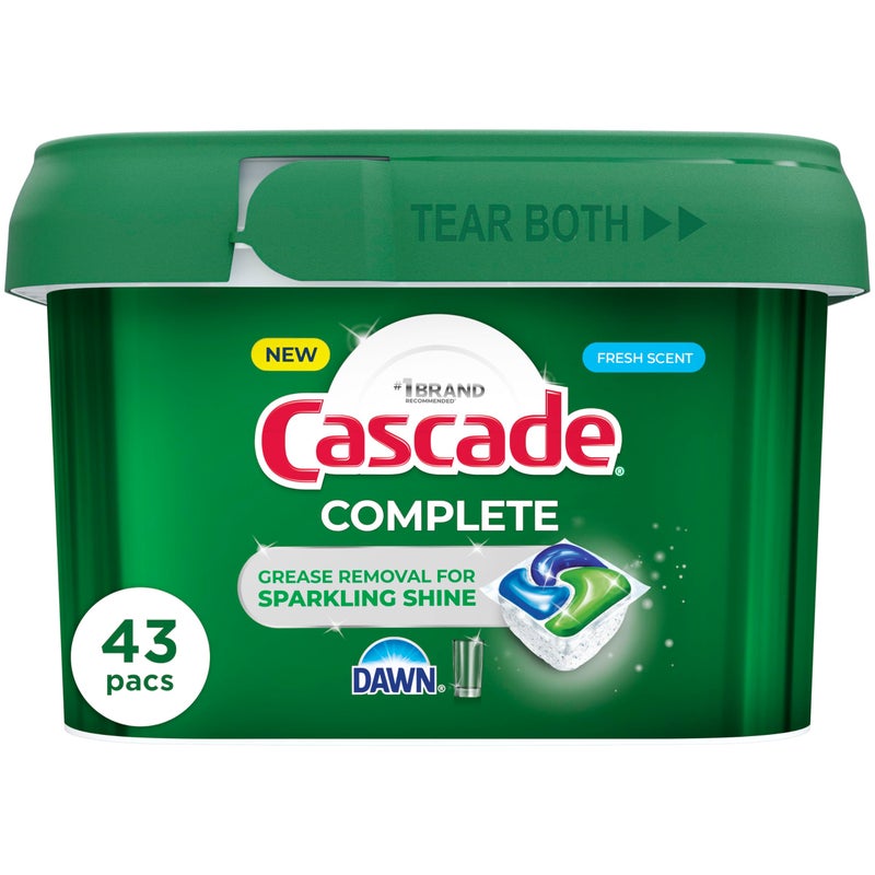 Cascade Complete Action Dishwasher Detergent Pods Fresh Scent Dishwasher Pods and Tablets Powerful Dishwashing Detergent for Spotless Dishes GreaseFighting Dish Pods and Dish Tabs 43 Count - Image 2