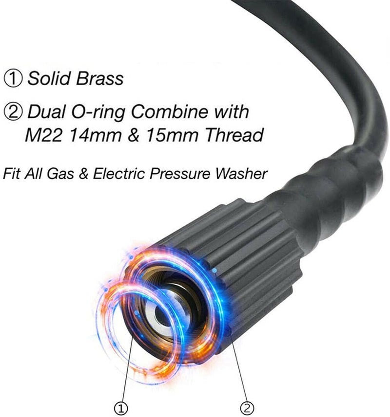 MLD Washer High Pressure Hose Pipe Flexible Long With Quick Connector Pressure Washer Machine Cleaning For car Washing Household Machines Accessories Water Hose Washers Outdoor 10MeterMulticolour - Image 5