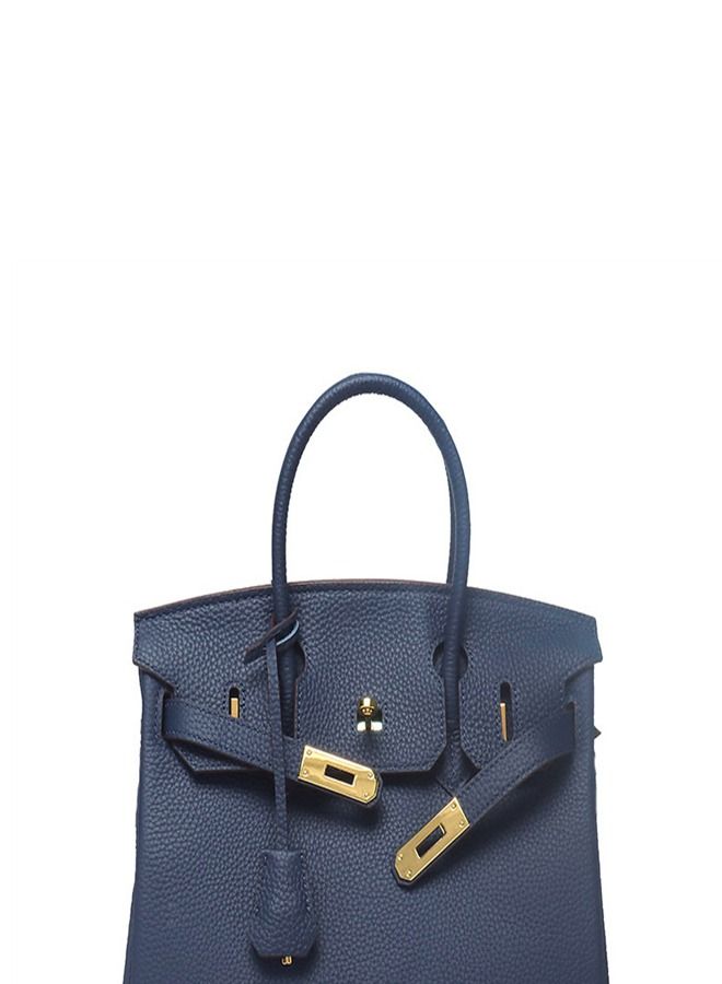 Loquat Gold Buckle Leather Handbag Royal Blue  - Image 2