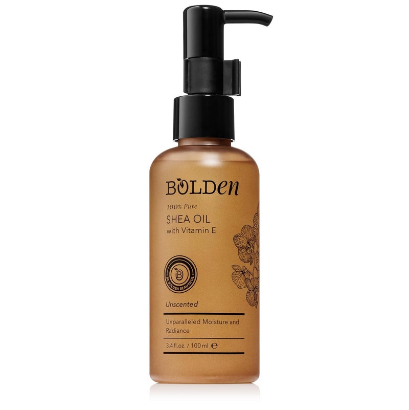 BOLDEN SHEA OIL with Vitamin E  100 Natural  Unparalleled Moisture  Radiance for Skin  Hair  UNSCENTED  34 fl oz