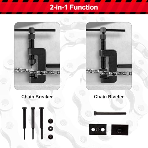 AJulyBee 13PCS Motorcycle Chain Breaker Tool Kit, AJulyBee Chain Rivet Tool Set – Heavy Duty Chain Cutter & Link Removal Tool for Bike, ATV - Image 4