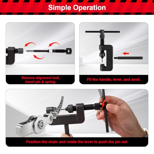 AJulyBee 13PCS Motorcycle Chain Breaker Tool Kit, AJulyBee Chain Rivet Tool Set – Heavy Duty Chain Cutter & Link Removal Tool for Bike, ATV - Image 5