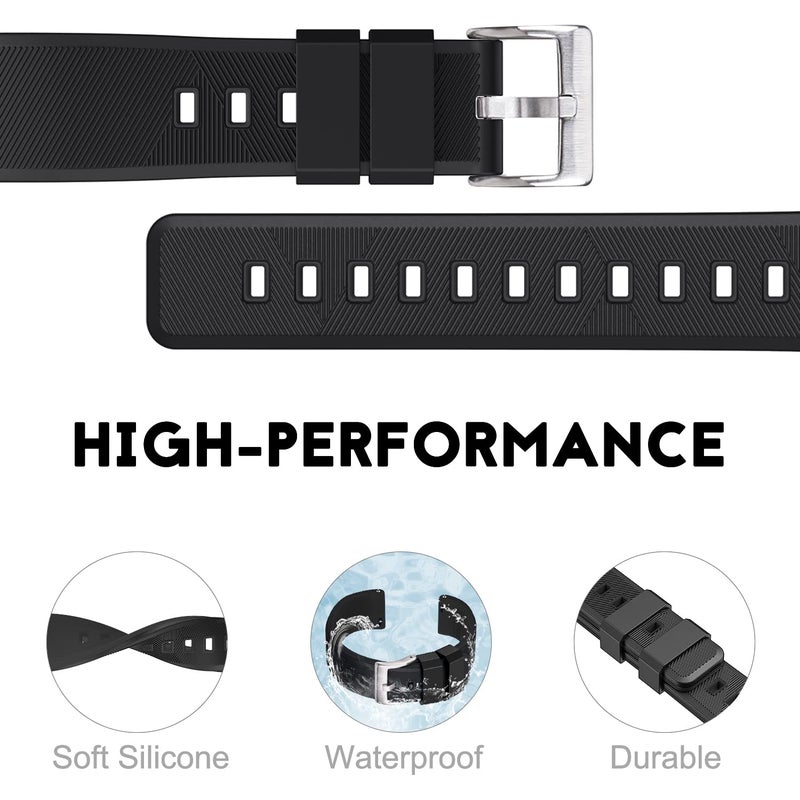 Ritche Christmas Gift 20mm Silicone Watch Band, Compatible with Samsung Galaxy Watch 4/5/ 5 Pro, 40mm/ 45mm, Black Quick Release Rubber Watch Bands for Men Women, White Elephant Gifts, Stocking Stuffers for Men - Image 3