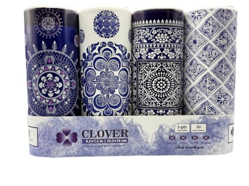 Clover مناديل وجه أنبوب دائري من كلوفر ومناديل سيارات - مناديل سفر في أسطوانة مدمجة لحامل الأكواب، المكتب، غرفة النوم، الزينة (ليتون، 3 طبقات، عبوة من 4)  - Image 2