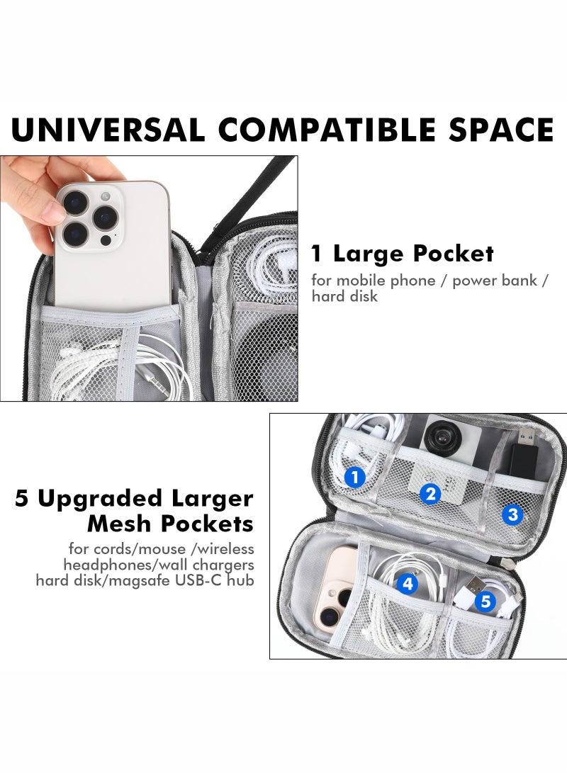 Electronics Accessories Organizer Pouch Bag, Designed for Power Adapter/Charger/Cables/Mouse, for Travel (Black) - Image 2