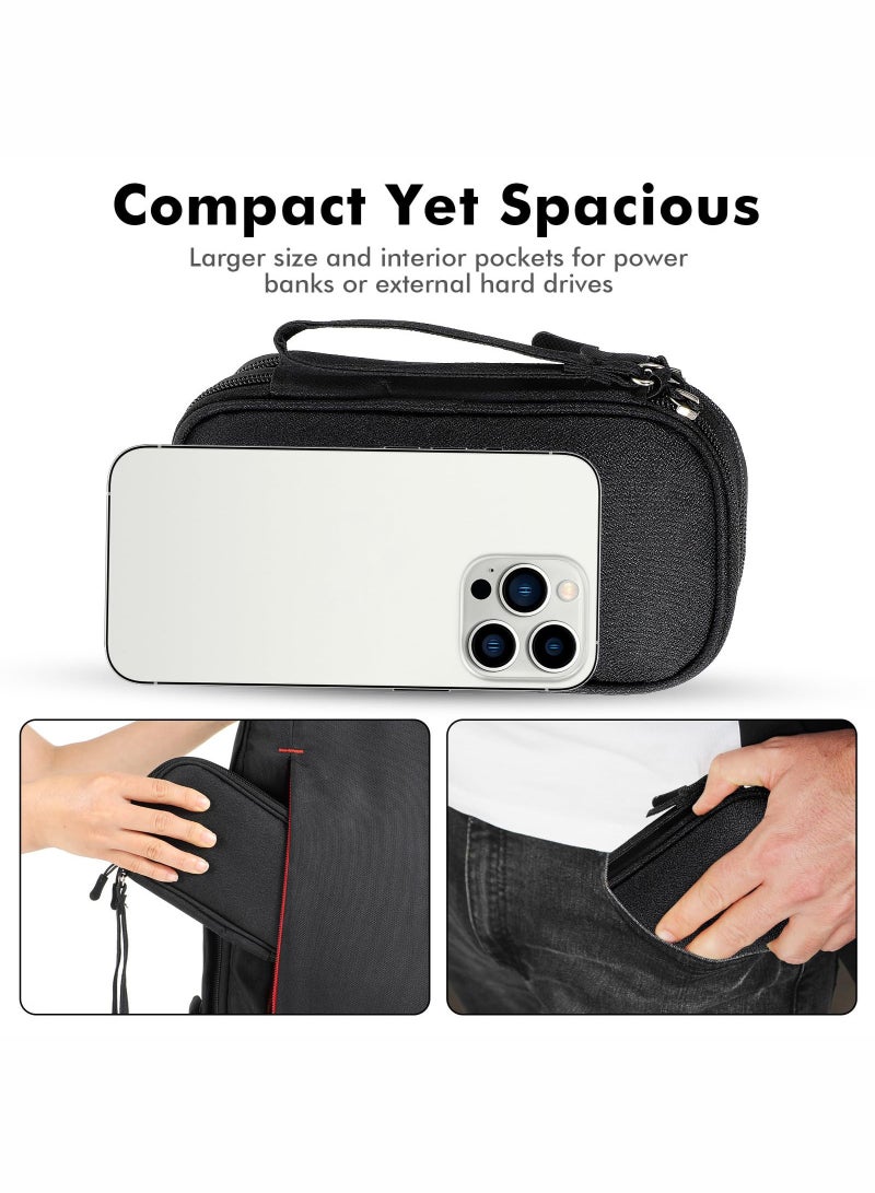 Electronics Accessories Organizer Pouch Bag, Designed for Power Adapter/Charger/Cables/Mouse, for Travel (Black) - Image 3