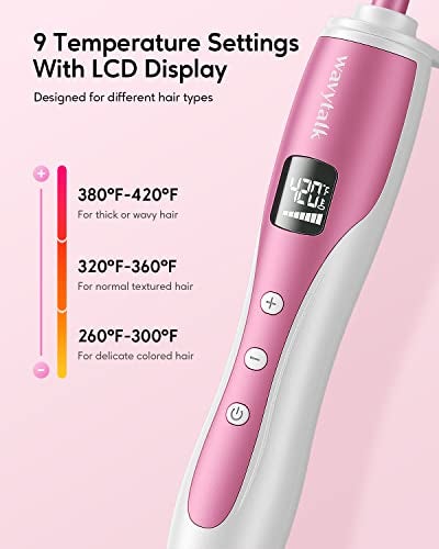 Wavytalk 3/8 Inch Small Curling Wand, Wand Curling Iron for Short & Long Hair, Ceramic Barrel with Adjustable Temperature, Heat Resistant Glove Included (Rose Pink) - Image 3