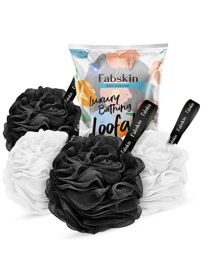Fabskin Fabskin Luxury Bathing Loofah For Men And Women | Pack Of 4 | Black & White | Foaming Loofah For Bathing | Bath Scrub Sponge | Made In India  - Image 1