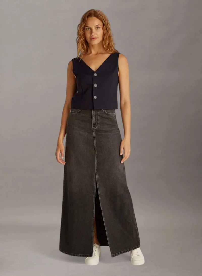 Calvin Klein Jeans Ck Black Slim Ribbed Vest for Women | Best Price UAE
