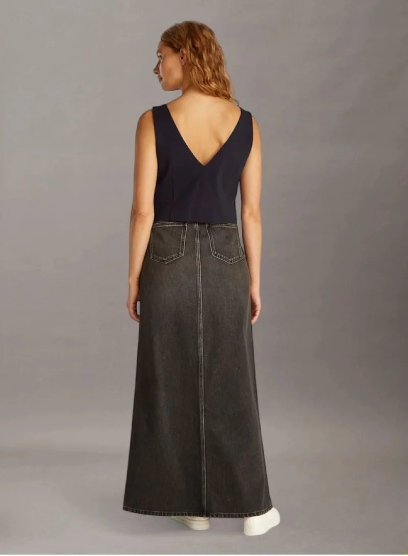 Calvin Klein Jeans Ck Black Slim Ribbed Vest for Women | Best Price UAE